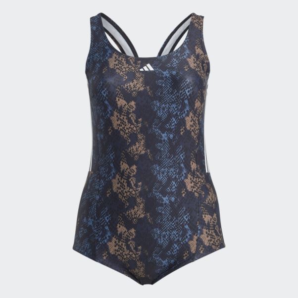 Adidas Maillot De Bain Graphique à 3 Bandes (grande Taille) Acier