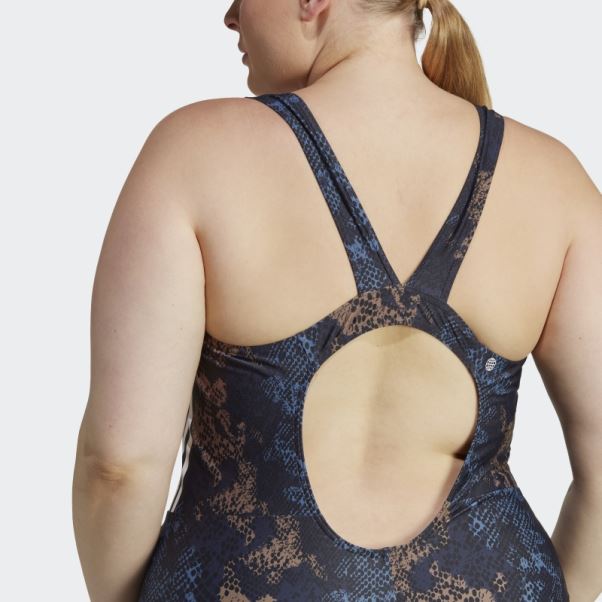 Adidas Maillot De Bain Graphique à 3 Bandes (grande Taille) Acier