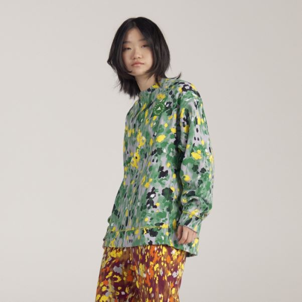 Adidas By Stella Mccartney Sweat Imprimé Fleuri Blanc Chaud