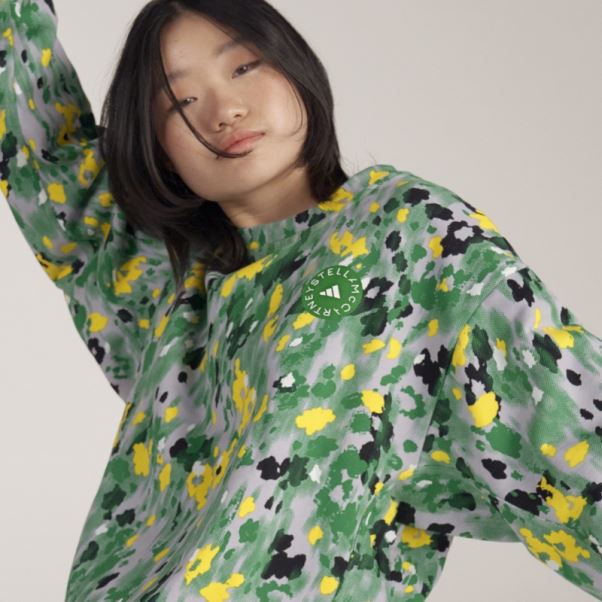 Adidas By Stella Mccartney Sweat Imprimé Fleuri Blanc Chaud