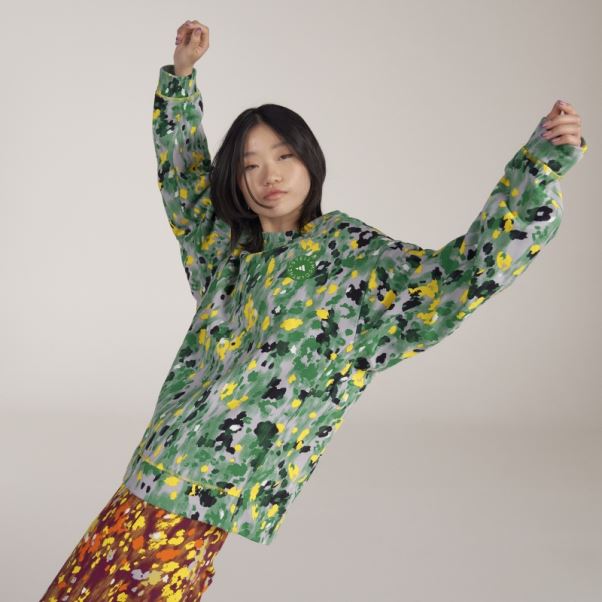 Adidas By Stella Mccartney Sweat Imprimé Fleuri Blanc Chaud