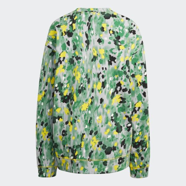 Adidas By Stella Mccartney Sweat Imprimé Fleuri Blanc Chaud