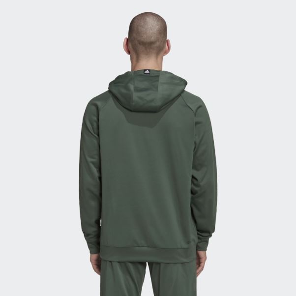Adidas Aeroready Game And Go Camo Logo Hoodie Vert Oxyde