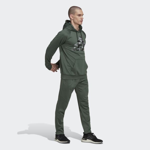 Adidas Aeroready Game And Go Camo Logo Hoodie Vert Oxyde
