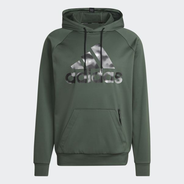 Adidas Aeroready Game And Go Camo Logo Hoodie Vert Oxyde