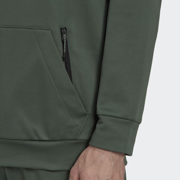 Adidas Aeroready Game And Go Camo Logo Hoodie Vert Oxyde