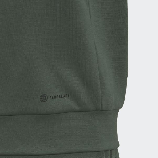 Adidas Aeroready Game And Go Camo Logo Hoodie Vert Oxyde