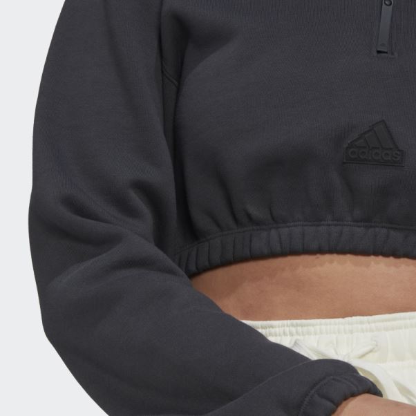 Adidas Sweat Court Demi-zip Blanc