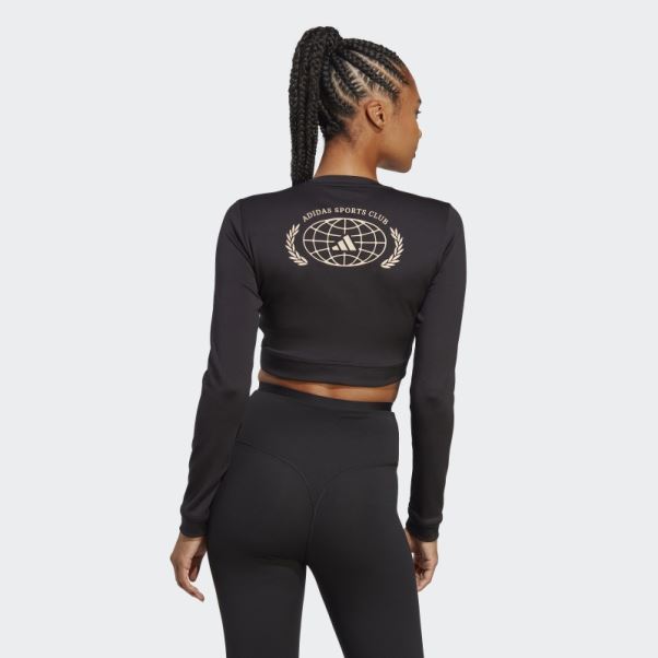 T-shirt Court à Manches Longues Adidas Sports Club Noir