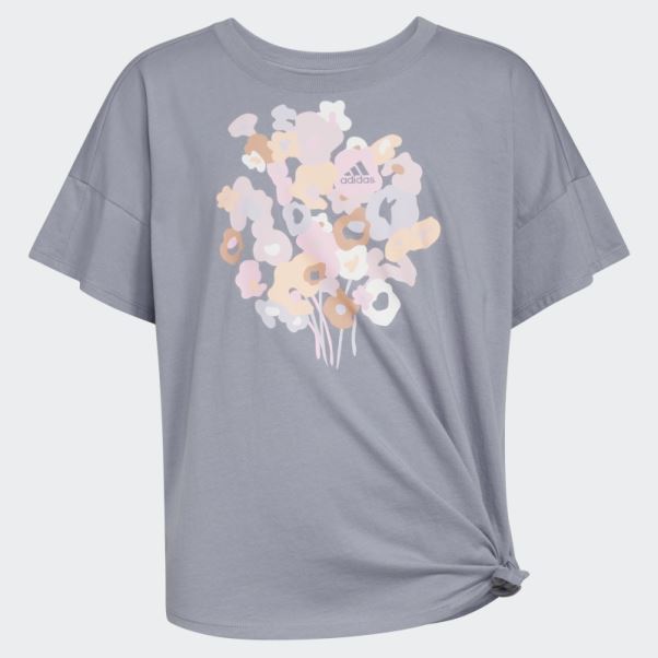 Tee-shirt Ample Noué Sur Le Devant Adidas Argent Violet