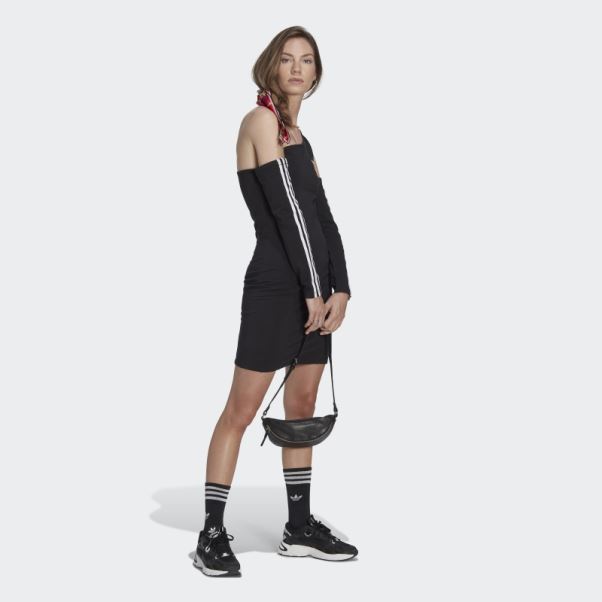 Robe Noire à Manches Longues Et Découpes Adidas