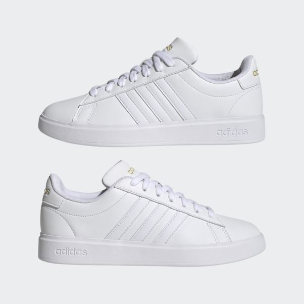 Adidas Grand Court Cloudfoam Lifestyle Court Confort Chaussures Or Métallique