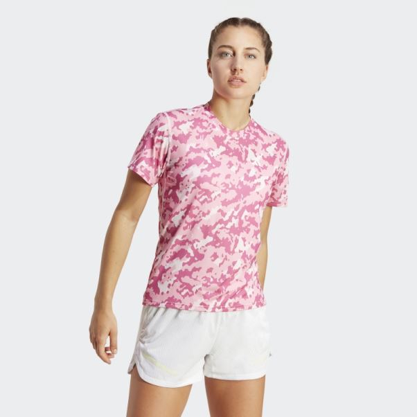T-shirt De Running Camo Own The Run Adidas Rose