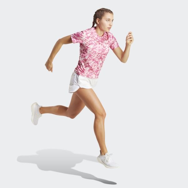 T-shirt De Running Camo Own The Run Adidas Rose