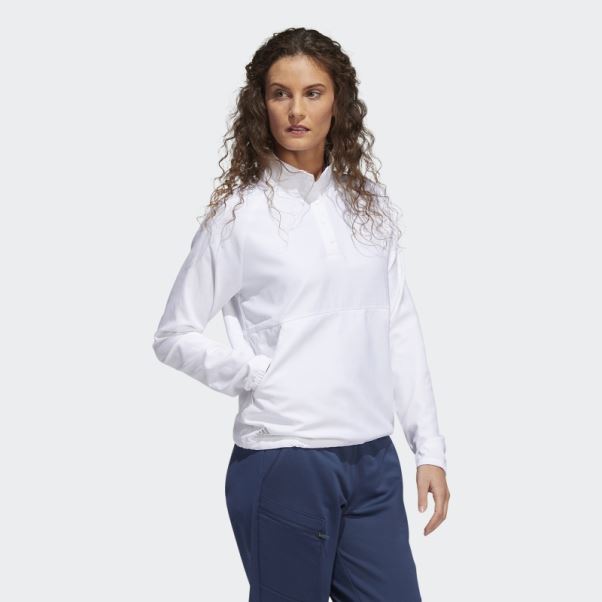 Pull Adidas Blanc Gaufré 1/4 Pressions