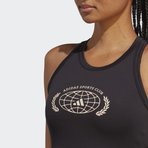 Adidas Sports Club Crop Débardeur Graphique Noir