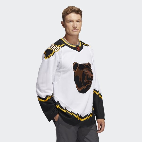 Bruins Authentique Reverse Retro Wordmark Maillot Blanc Adidas