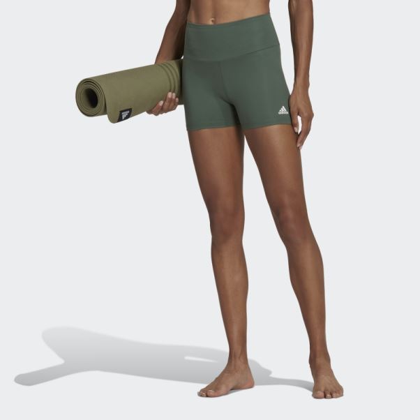 Legging Court Taille Haute Yoga Essentials Vert Oxyde Adidas