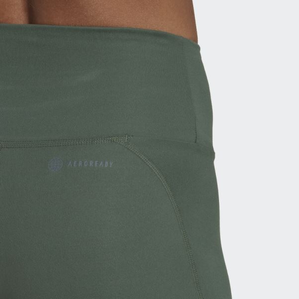 Legging Court Taille Haute Yoga Essentials Vert Oxyde Adidas