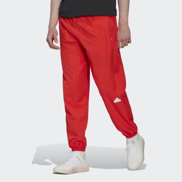 Adidas Pantalon Tissé Rouge Fashion