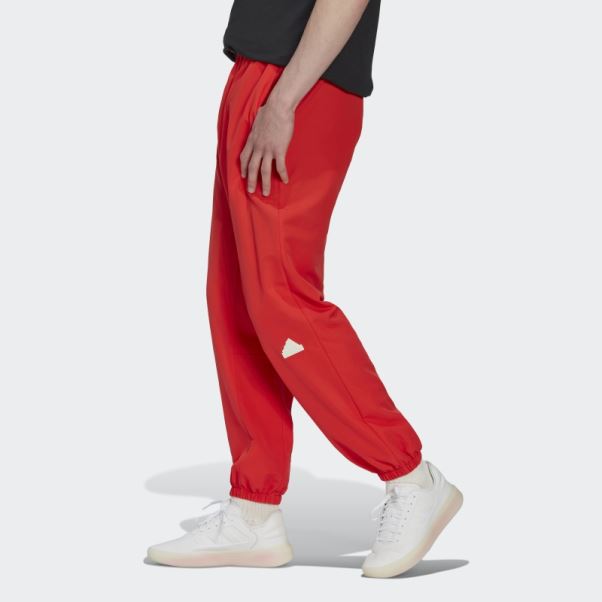 Adidas Pantalon Tissé Rouge Fashion