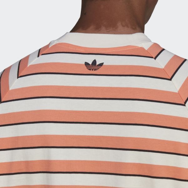 T-shirt à Poche à Rayures Corail Adidas