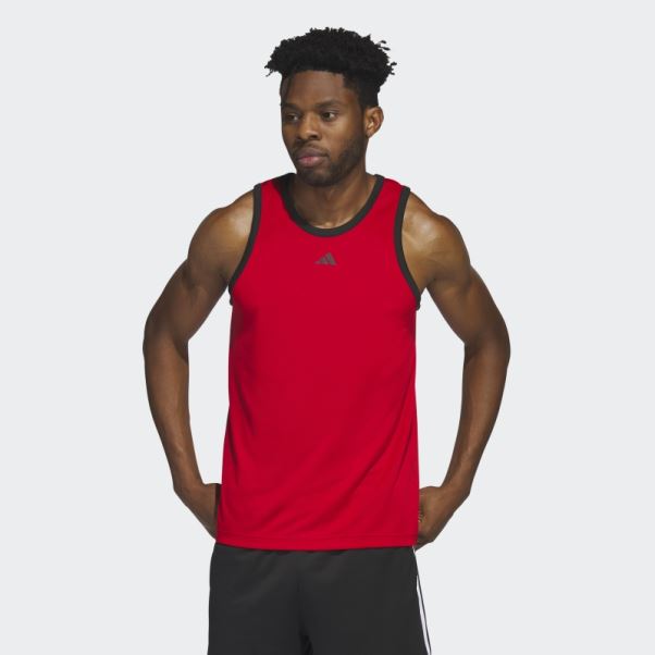 Mode écarlate Adidas Basketball 3-stripes Débardeur