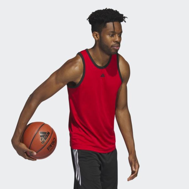 Mode écarlate Adidas Basketball 3-stripes Débardeur