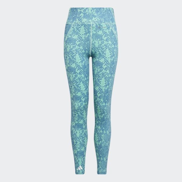 Adidas Collants Verts Aeroready Optime 7/8 Taille Haute Avec Poche à Imprimé Animal