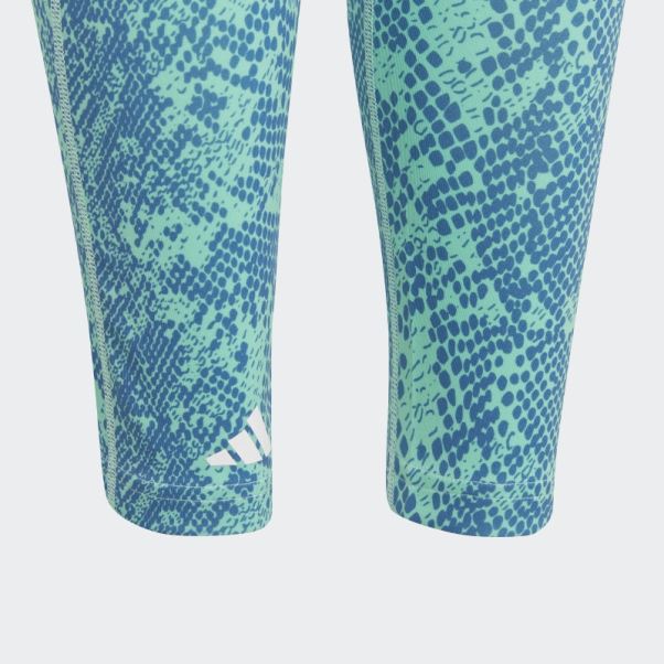 Adidas Collants Verts Aeroready Optime 7/8 Taille Haute Avec Poche à Imprimé Animal