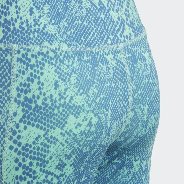Adidas Collants Verts Aeroready Optime 7/8 Taille Haute Avec Poche à Imprimé Animal