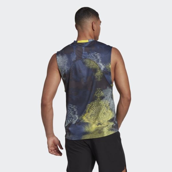 Adidas Hiit Débardeur D'entraînement à Imprimé Allover Mode Jaune