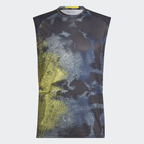 Adidas Hiit Allover Print Débardeur D'entraînement Jaune