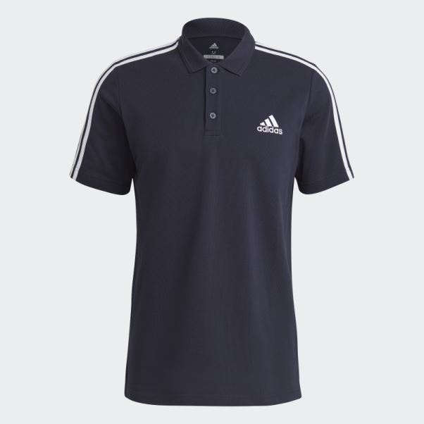 Polo Adidas Aeroready Essentials Piqué Brodé Petit Logo 3 Bandes Encre
