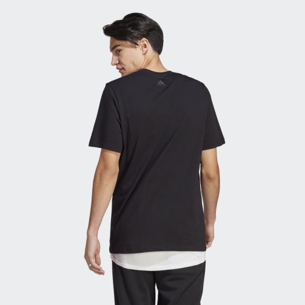 T-shirt Essentials En Jersey Simple Avec Logo Brodé Linéaire Noir Adidas