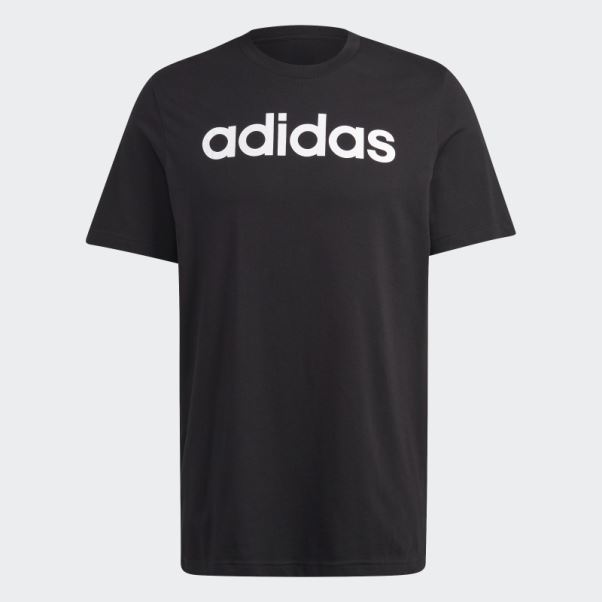 T-shirt Essentials En Jersey Simple Avec Logo Brodé Linéaire Noir Adidas