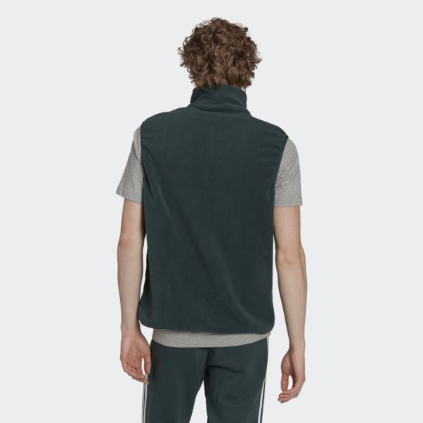 Adidas Gilet Polaire Adicolor 3 Bandes Vert Minéral