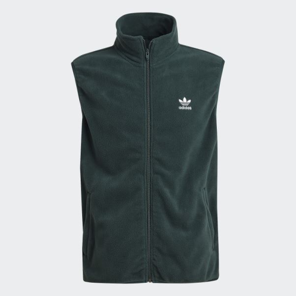 Adidas Gilet Polaire Adicolor 3 Bandes Vert Minéral
