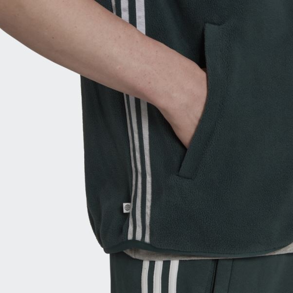 Adidas Gilet Polaire Adicolor 3 Bandes Vert Minéral