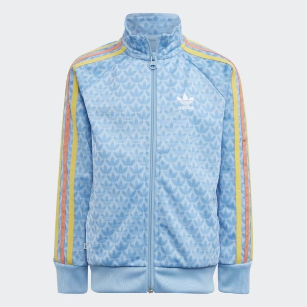 Adidas Survetement Monogramme Print Bleu Clair Fashion
