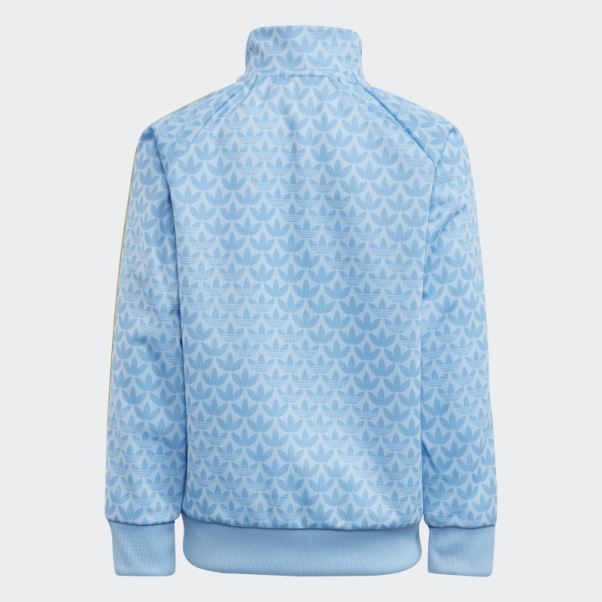 Adidas Survetement Monogramme Print Bleu Clair Fashion