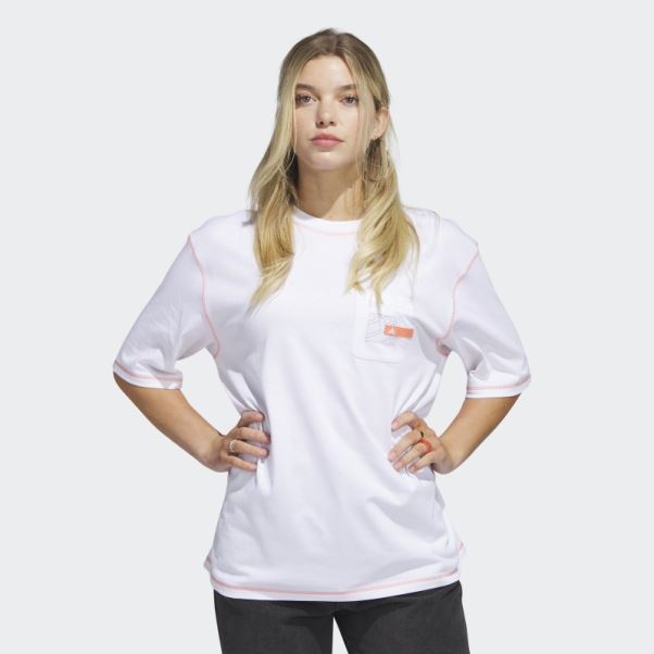 T-shirt à Poche Boyfriend Sport Statement Blanc Adidas