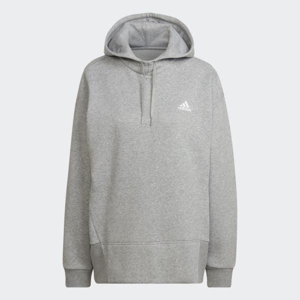 Sweat à Capuche Essentials Studio Fleece Gris Moyen Adidas