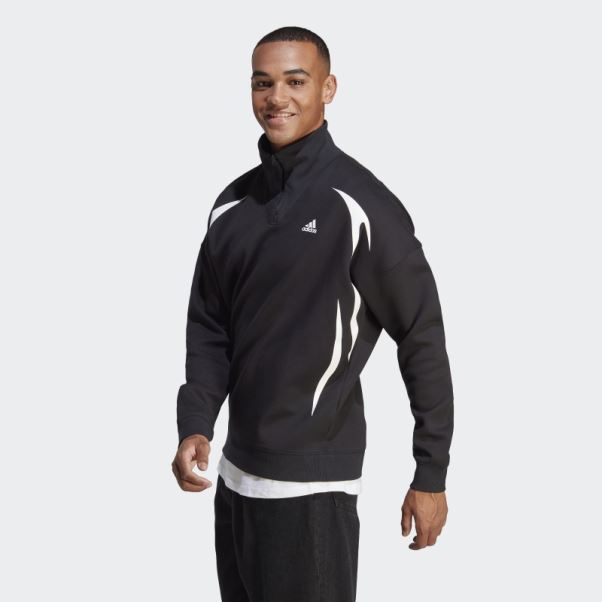 Sweat Adidas Colorblock Quarter Zip Blanc élégant