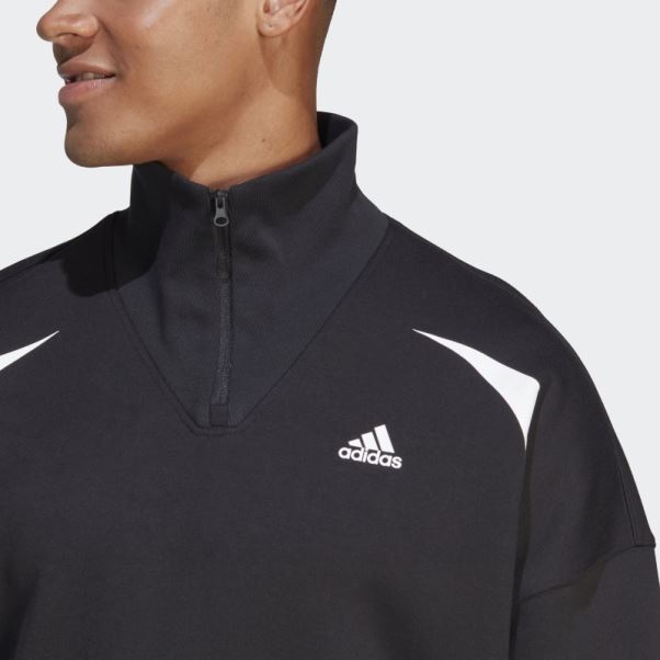 Sweat Adidas Colorblock Quarter Zip Blanc élégant