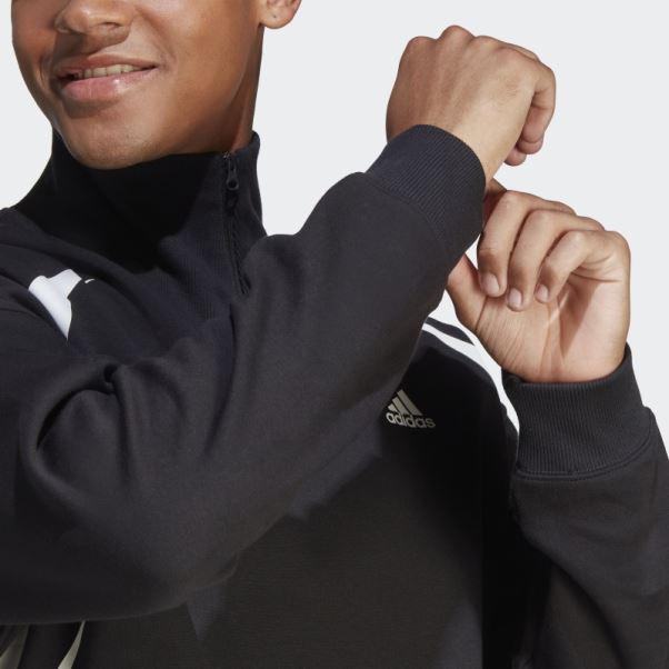 Sweat Adidas Colorblock Quarter Zip Blanc élégant
