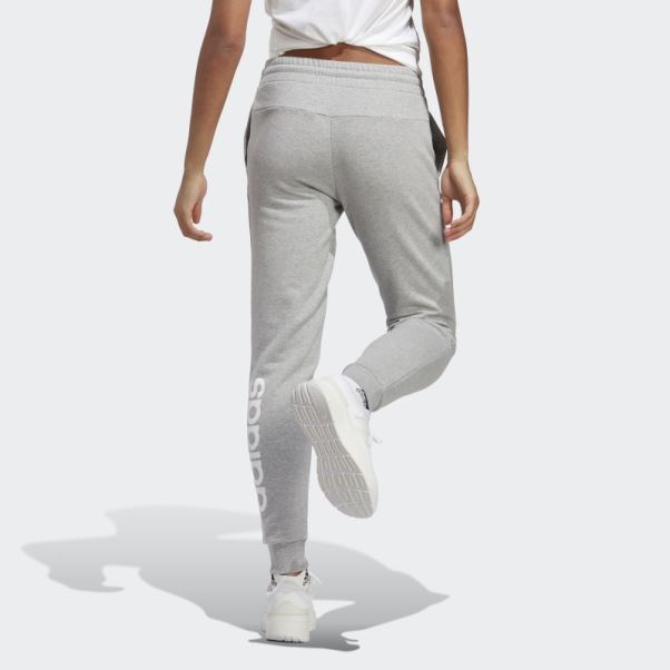 Adidas Pantalon De Jogging En Molleton Linear Essentials Gris Moyen à Revers