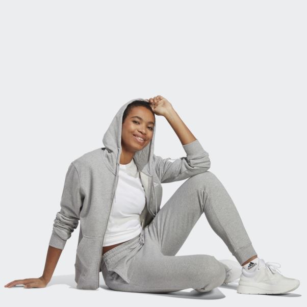 Adidas Pantalon De Jogging En Molleton Linear Essentials Gris Moyen à Revers