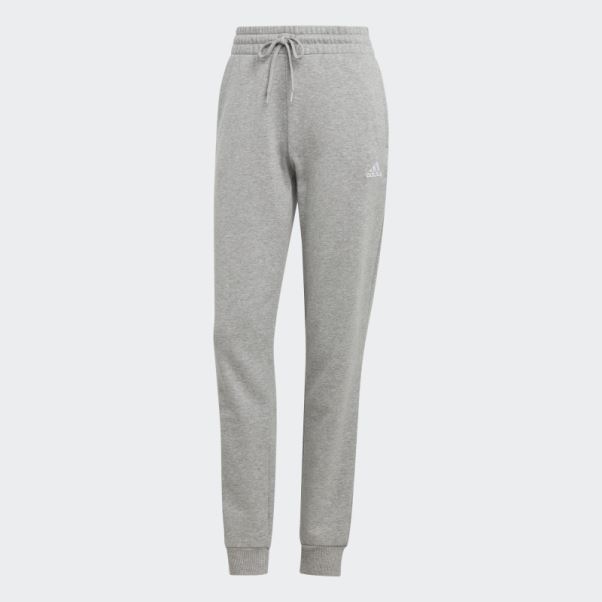Adidas Pantalon De Jogging En Molleton Linear Essentials Gris Moyen à Revers