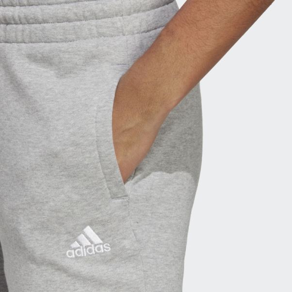Adidas Pantalon De Jogging En Molleton Linear Essentials Gris Moyen à Revers